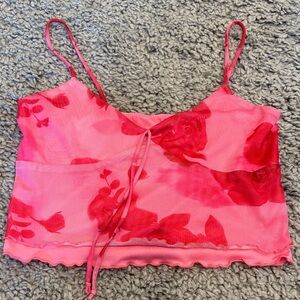 Shein Pink Floral Crop Top